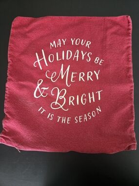 Red Holiday Throw Pillow Cover - Merry & Bright